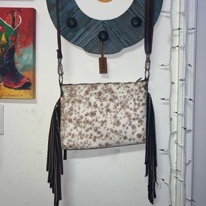 cowhide fringe purse